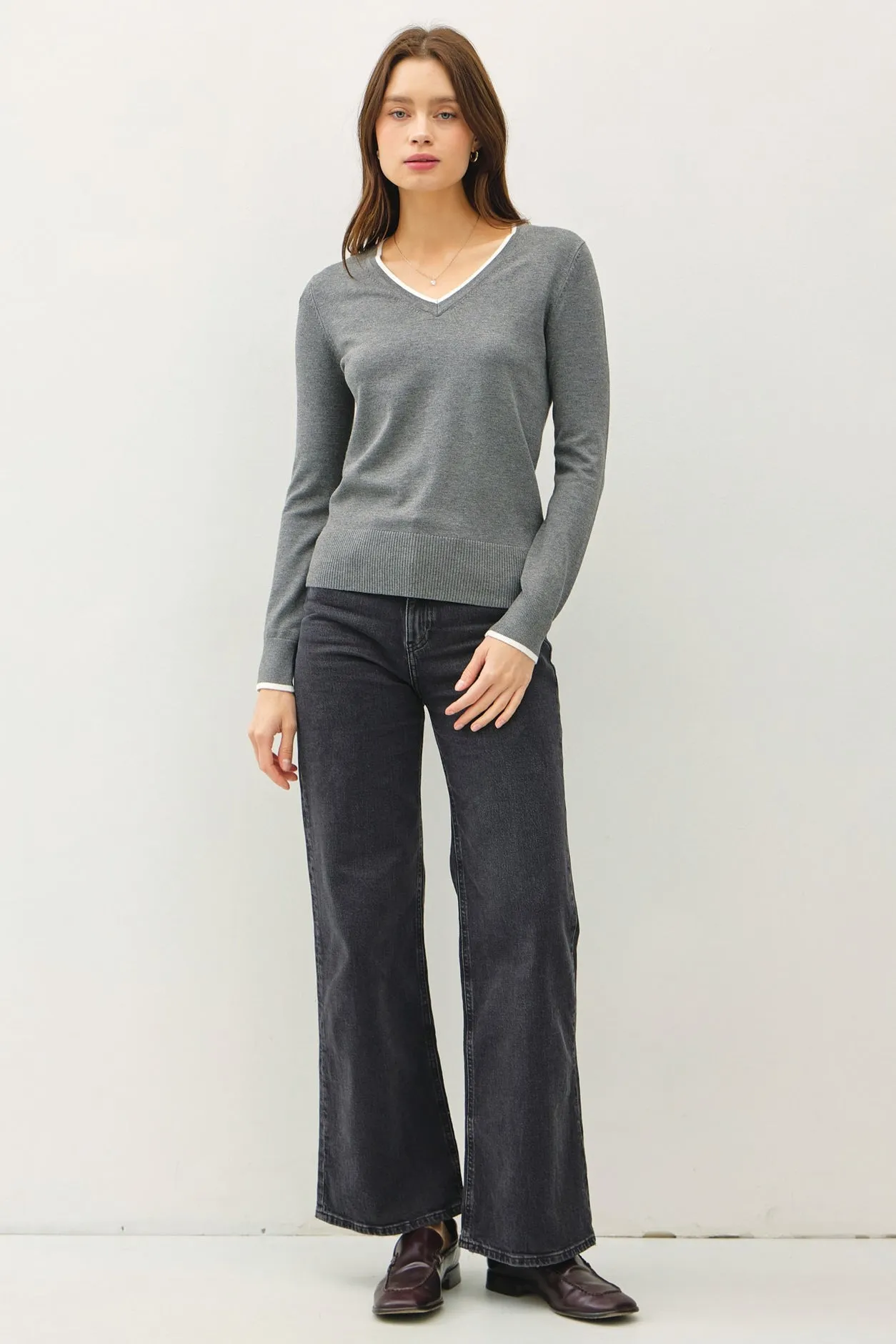 Varsity Style Long Sleeve Sweater - FINAL SALE