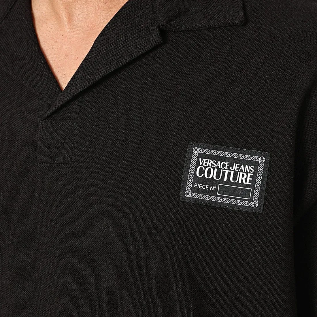Versace Jeans Couture Black Relaxed Polo – Minimalist  with Signature Patch-