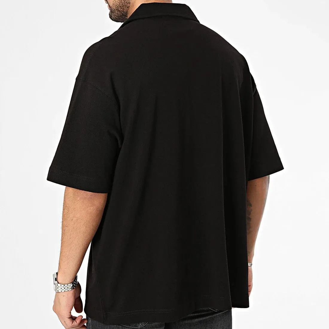 Versace Jeans Couture Black Relaxed Polo – Minimalist  with Signature Patch-