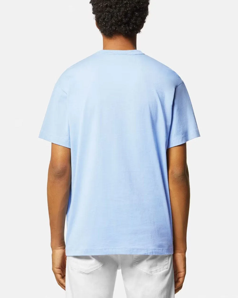 Versace Jeans Couture Light Blue T-Shirt with Gold Foil Logo-